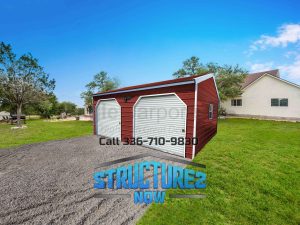 16x20x8 Double Metal Garage