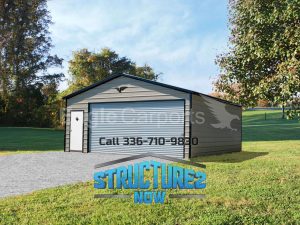 22x25x9 Metal Garage with Wide Door