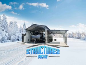 46x30x13/9 Metal Carport with Lean-To’s